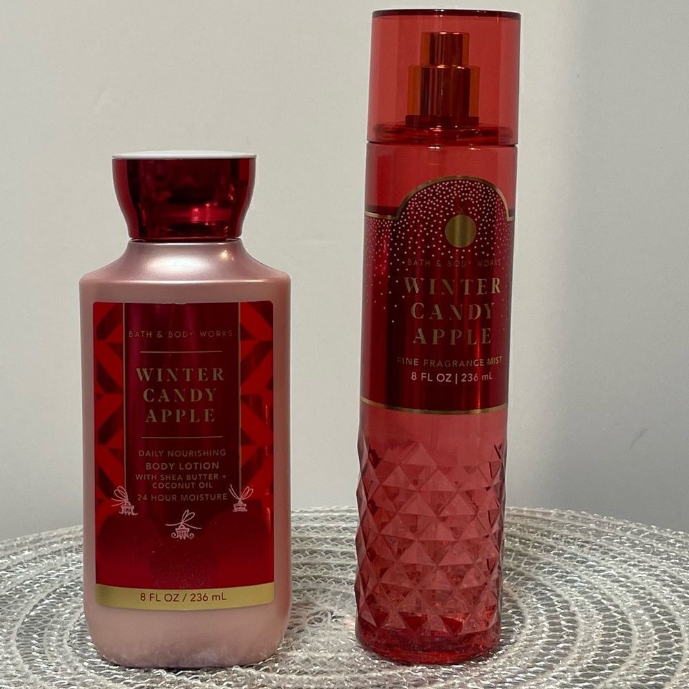 BBW Winter Candy Apple body Lotion and fragrance mist set of 2 NWT